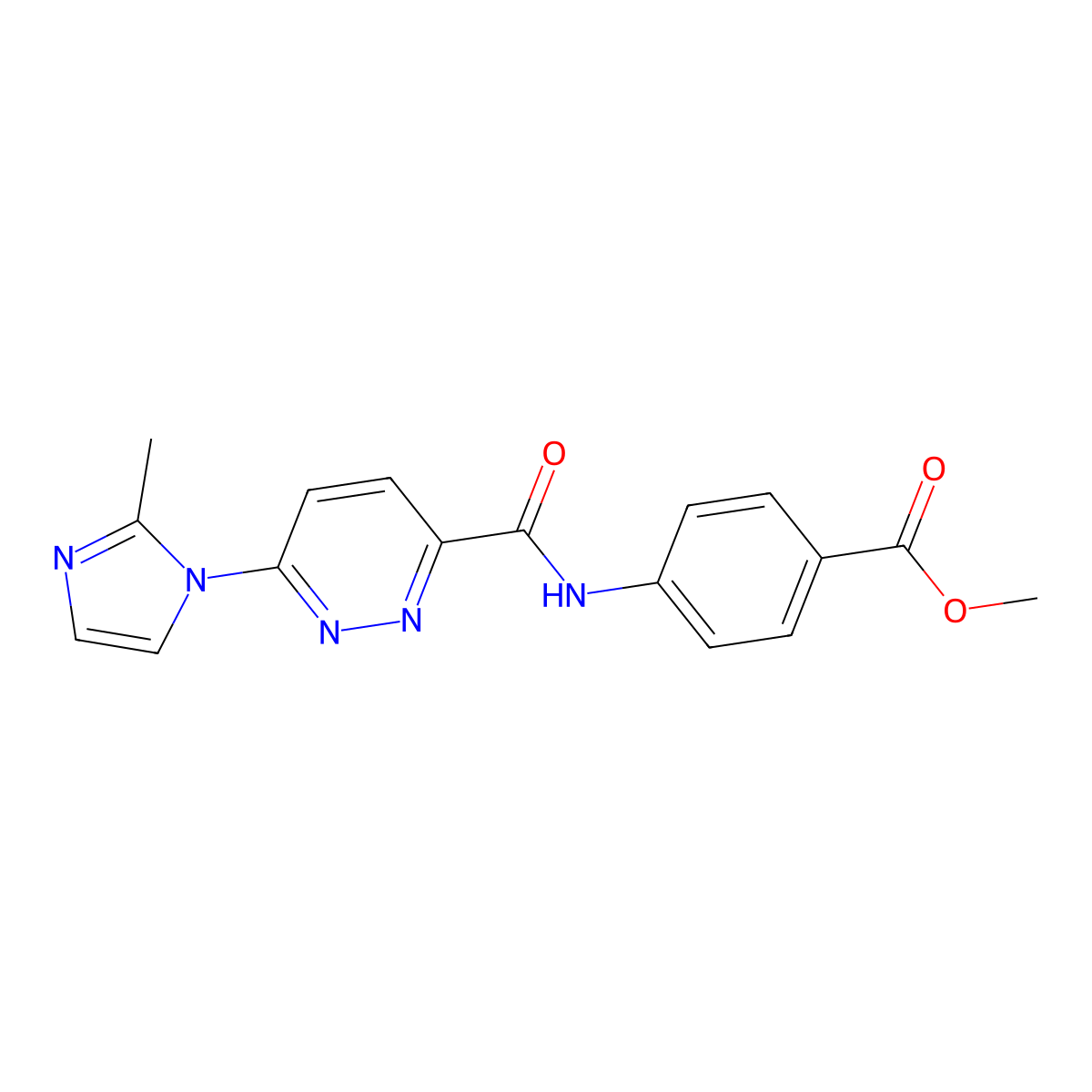 methyl 4-[6-(2-methyl-1H-imidazol-1-yl)pyridazine-3-amido]benzoate molecular structure, CAS 1396677-18-1