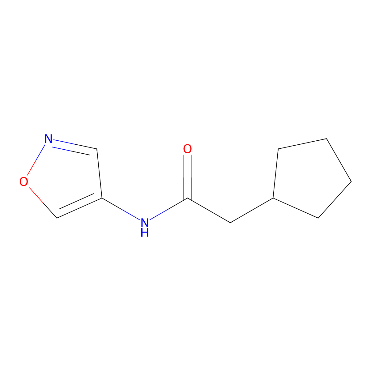 2-cyclopentyl-N-(isoxazol-4-yl)acetamide molecular structure, CAS 1396677-21-6