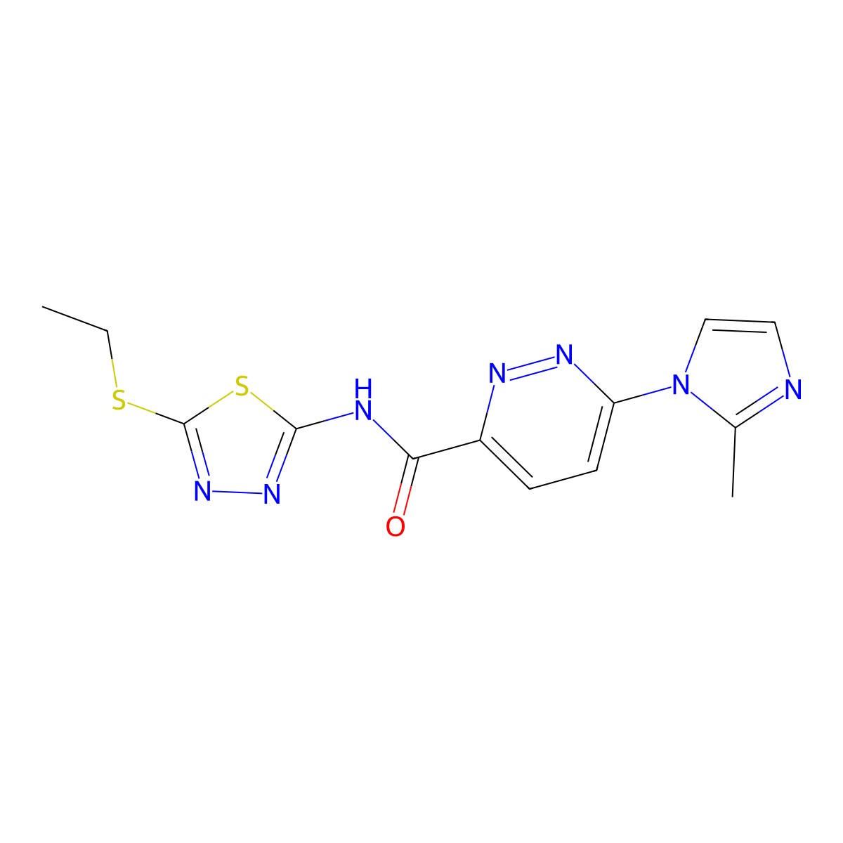 N-(5-(ethylthio)-1,3,4-thiadiazol-2-yl)-6-(2-methyl-1H-imidazol-1-yl)pyridazine-3-carboxamide molecular structure, CAS 1396677-28-3