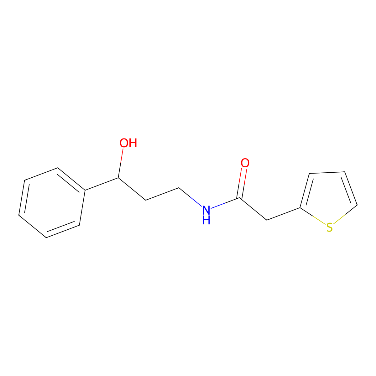 N-(3-hydroxy-3-phenylpropyl)-2-(thiophen-2-yl)acetamide molecular structure, CAS 1396677-32-9