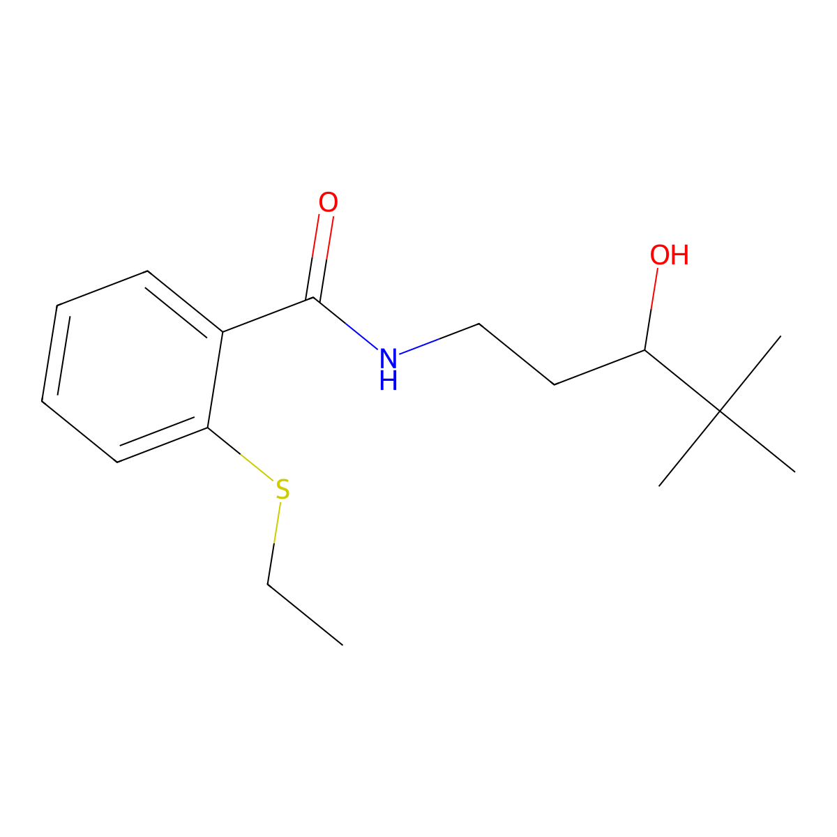 2-(ethylthio)-N-(3-hydroxy-4,4-dimethylpentyl)benzamide molecular structure, CAS 1396677-47-6