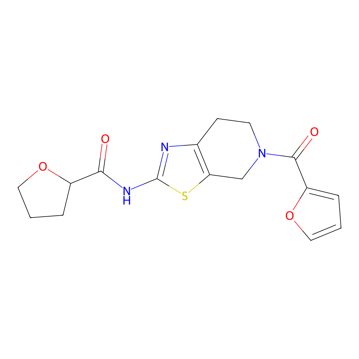 N-(5-(furan-2-carbonyl)-4,5,6,7-tetrahydrothiazolo[5,4-c]pyridin-2-yl)tetrahydrofuran-2-carboxamide molecular structure, CAS 1396677-74-9