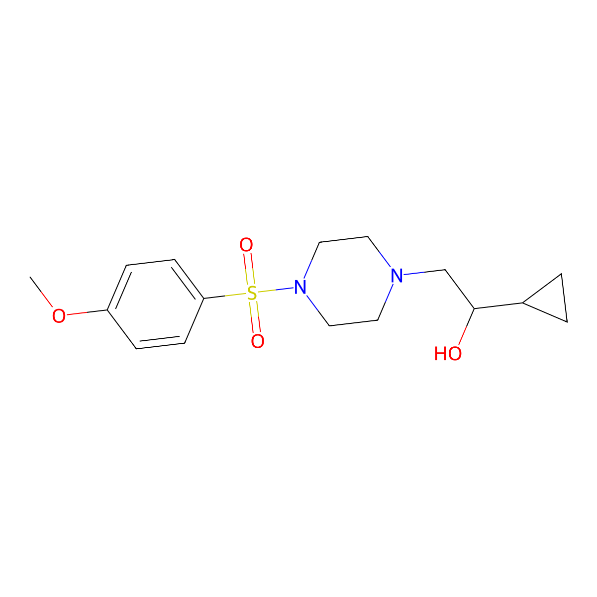 1-Cyclopropyl-2-(4-((4-methoxyphenyl)sulfonyl)piperazin-1-yl)ethanol molecular structure, CAS 1396677-76-1