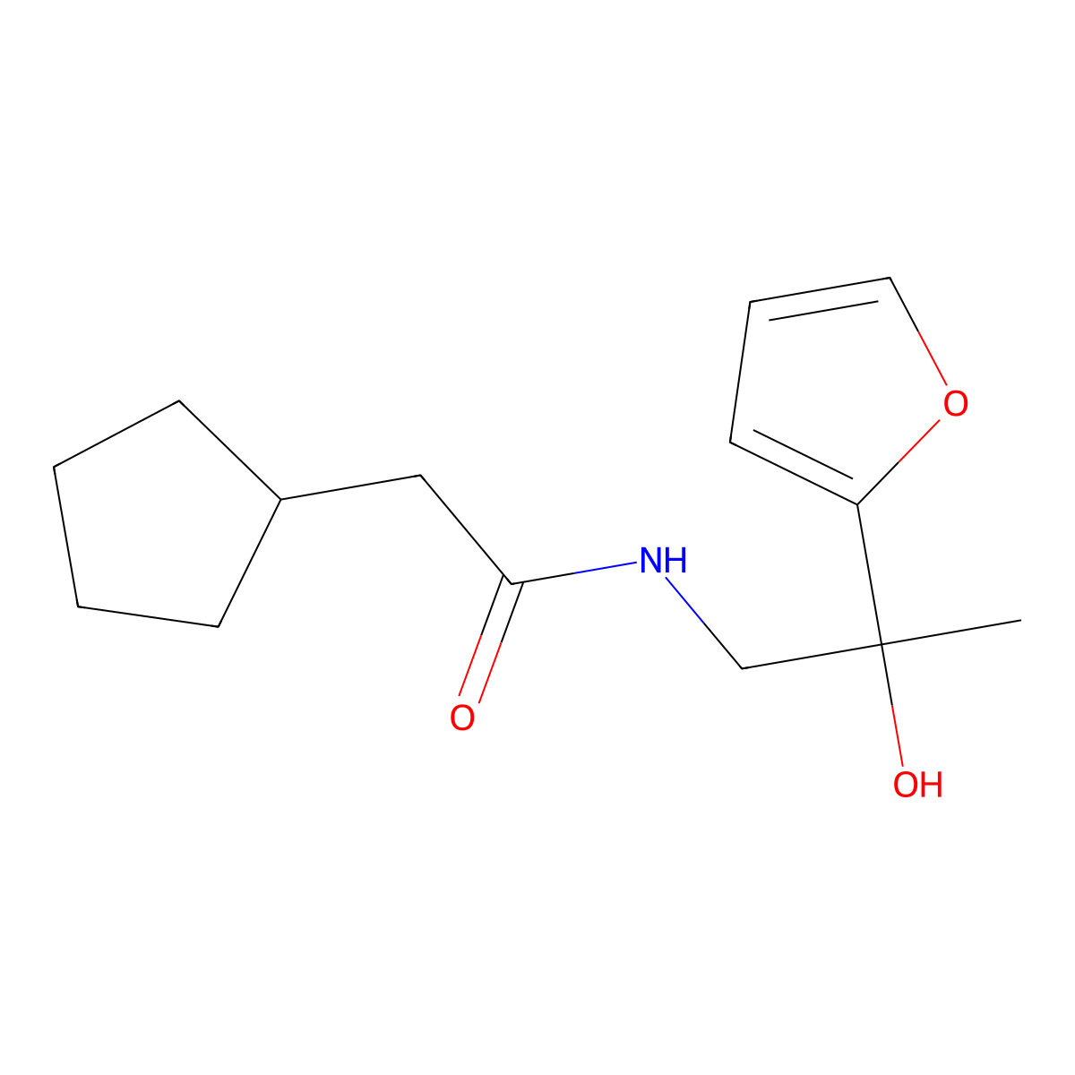 2-cyclopentyl-N-[2-(furan-2-yl)-2-hydroxypropyl]acetamide molecular structure, CAS 1396677-83-0