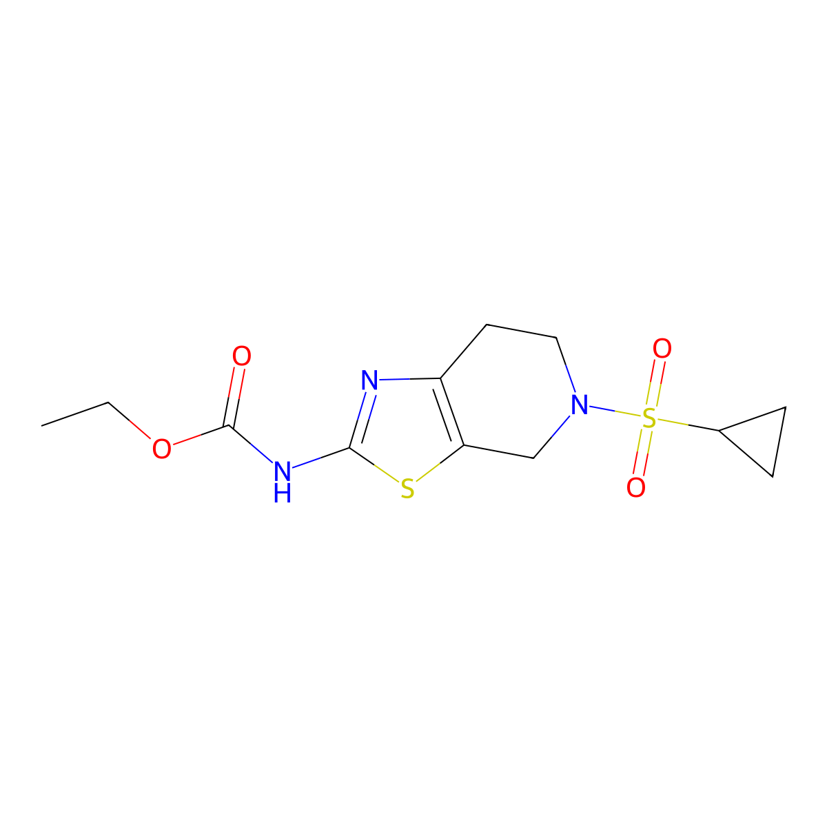 Ethyl (5-(cyclopropylsulfonyl)-4,5,6,7-tetrahydrothiazolo[5,4-c]pyridin-2-yl)carbamate molecular structure, CAS 1396677-88-5