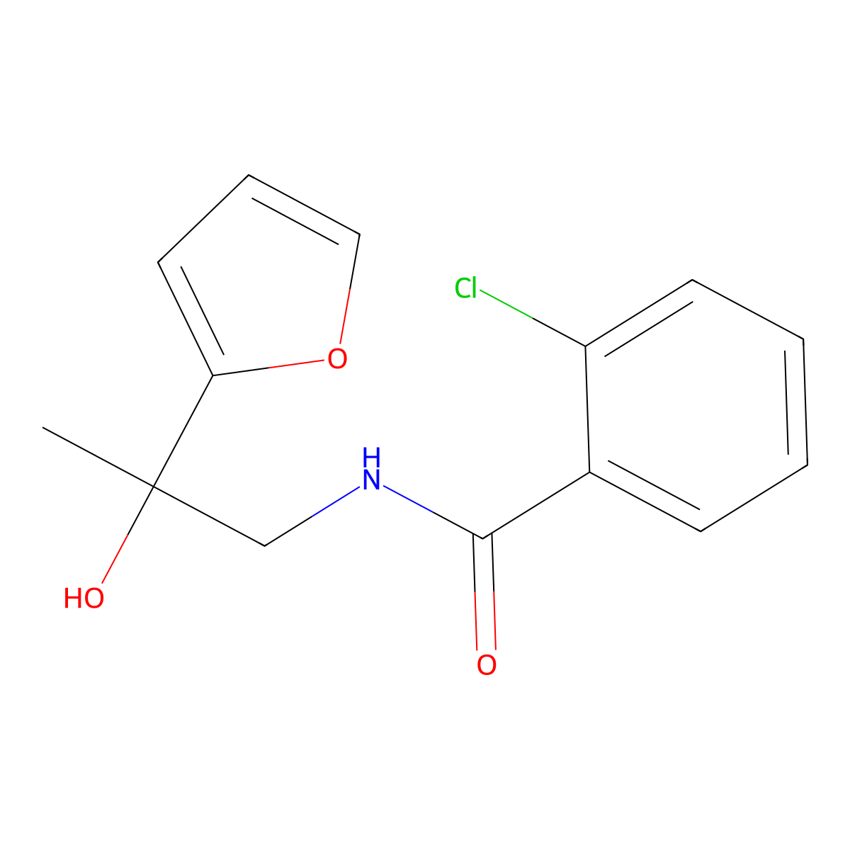 2-chloro-N-[2-(furan-2-yl)-2-hydroxypropyl]benzamide molecular structure, CAS 1396677-93-2