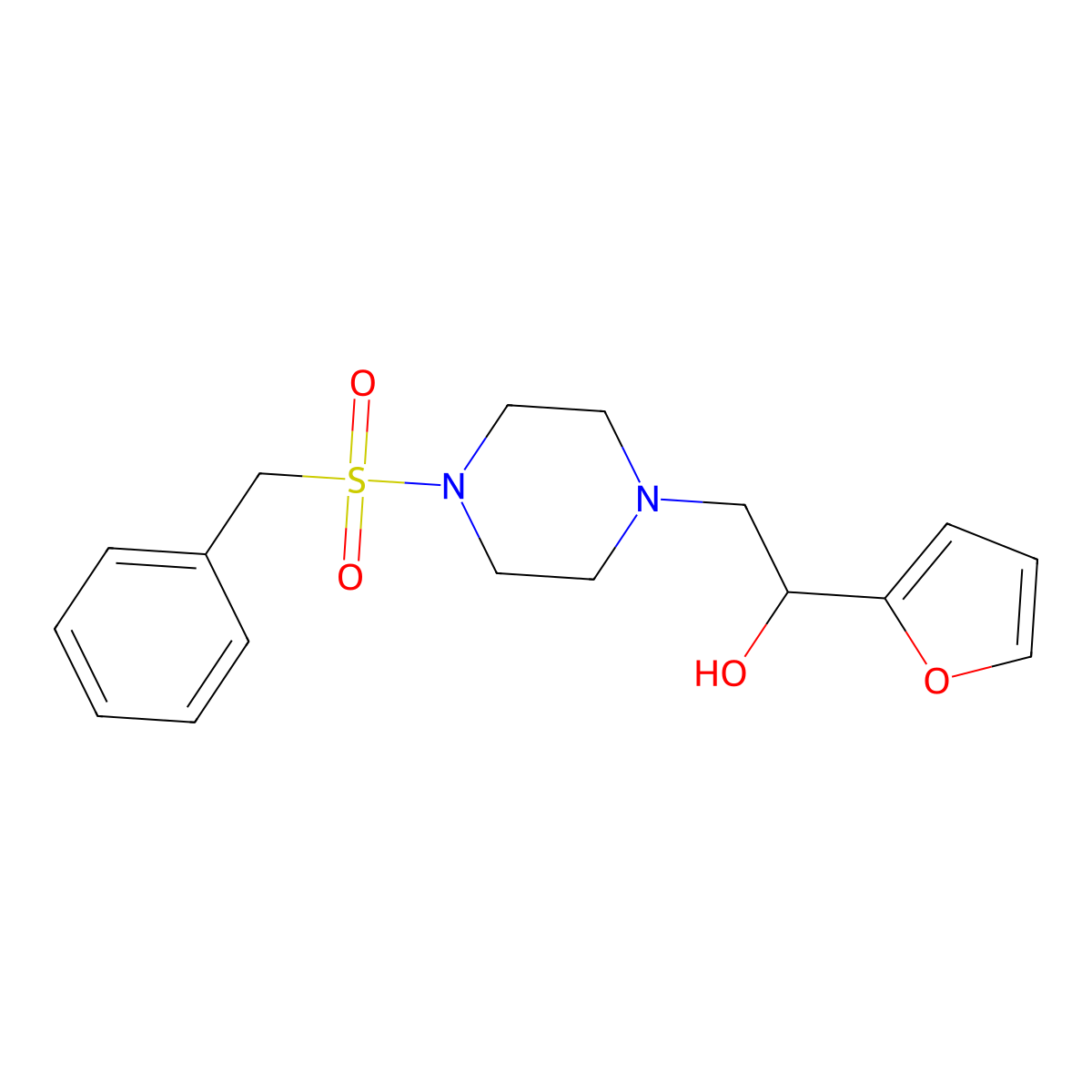 2-(4-(Benzylsulfonyl)piperazin-1-yl)-1-(furan-2-yl)ethanol molecular structure, CAS 1396677-95-4