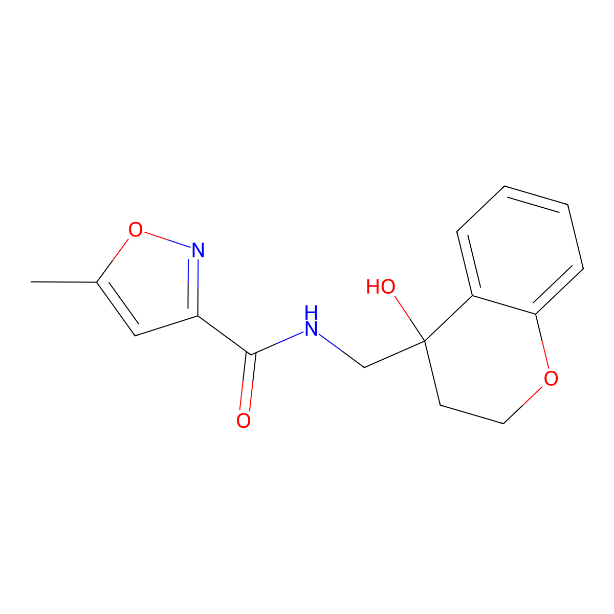 N-((4-hydroxychroman-4-yl)methyl)-5-methylisoxazole-3-carboxamide molecular structure, CAS 1396678-02-6