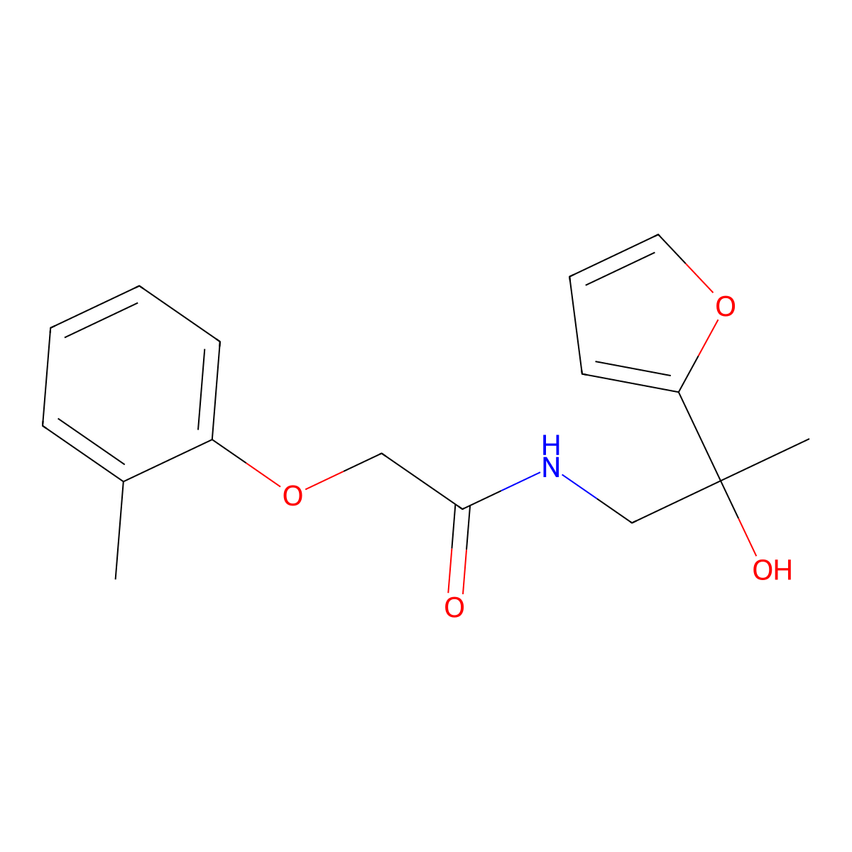 N-(2-(furan-2-yl)-2-hydroxypropyl)-2-(o-tolyloxy)acetamide molecular structure, CAS 1396678-04-8
