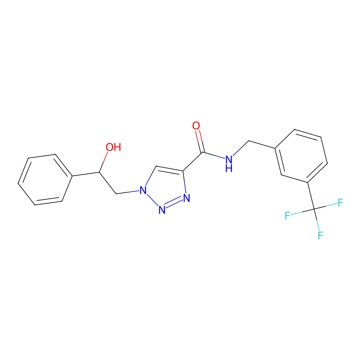 1-(2-hydroxy-2-phenylethyl)-N-(3-(trifluoromethyl)benzyl)-1H-1,2,3-triazole-4-carboxamide molecular structure, CAS 1396678-06-0