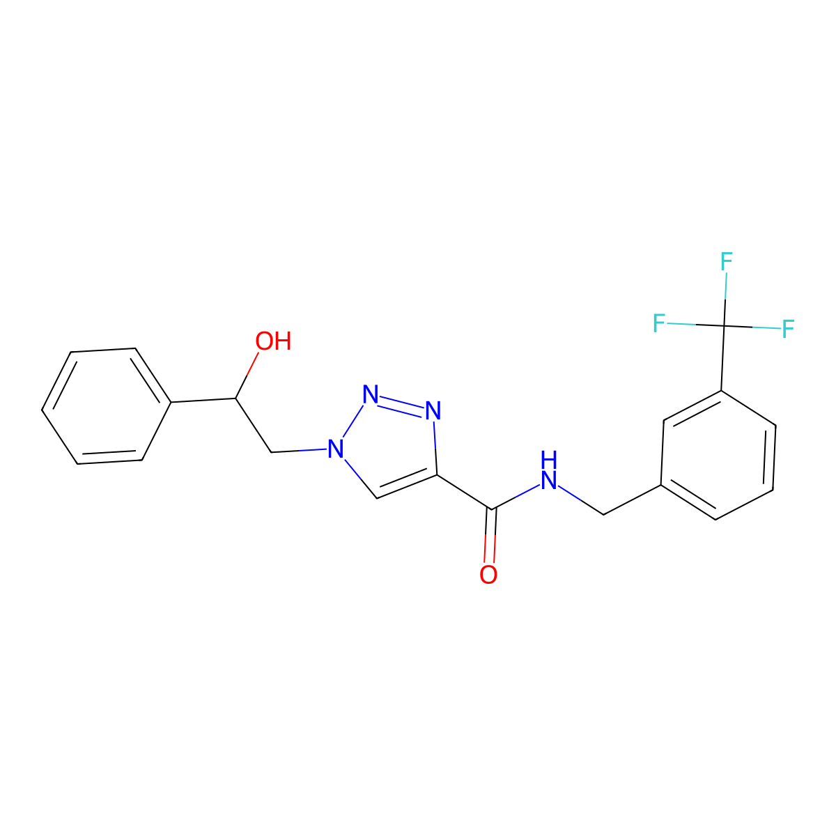 1-(2-hydroxy-2-phenylethyl)-N-(3-(trifluoromethyl)benzyl)-1H-1,2,3-triazole-4-carboxamide molecular structure, CAS 1396678-06-0