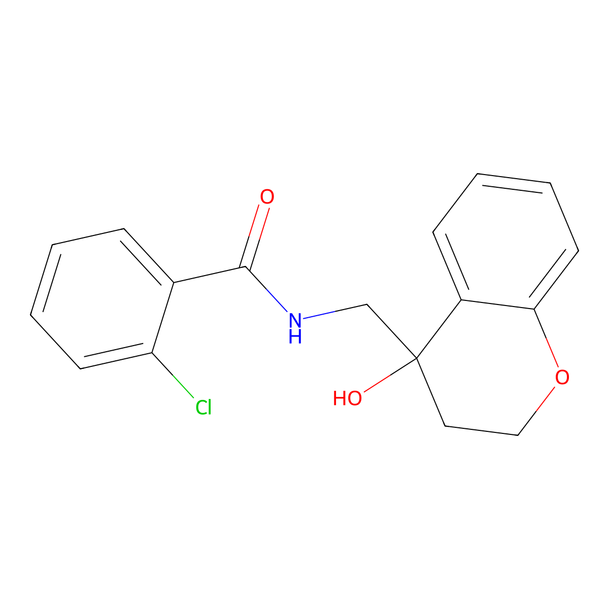 2-chloro-N-((4-hydroxychroman-4-yl)methyl)benzamide molecular structure, CAS 1396678-12-8