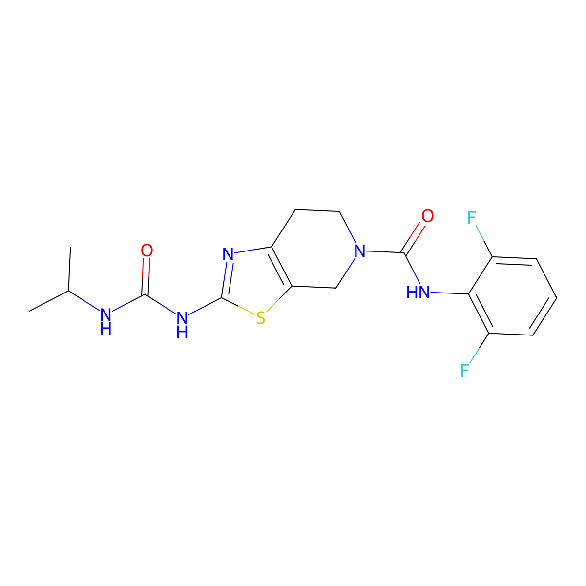 N-(2,6-difluorophenyl)-2-(3-isopropylureido)-6,7-dihydrothiazolo[5,4-c]pyridine-5(4H)-carboxamide molecular structure, CAS 1396678-15-1