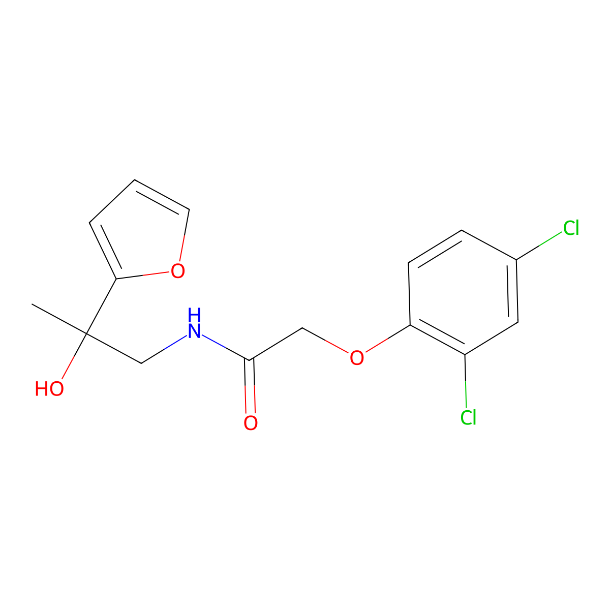 2-(2,4-dichlorophenoxy)-N-[2-(furan-2-yl)-2-hydroxypropyl]acetamide molecular structure, CAS 1396678-19-5