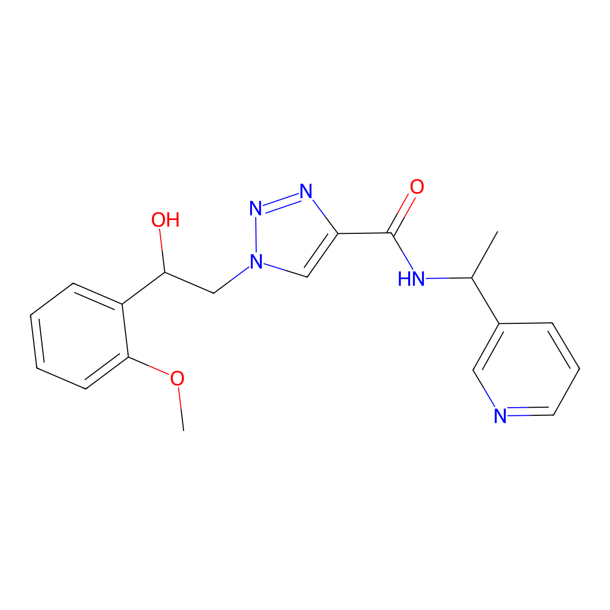1-(2-hydroxy-2-(2-methoxyphenyl)ethyl)-N-(1-(pyridin-3-yl)ethyl)-1H-1,2,3-triazole-4-carboxamide molecular structure, CAS 1396678-30-0