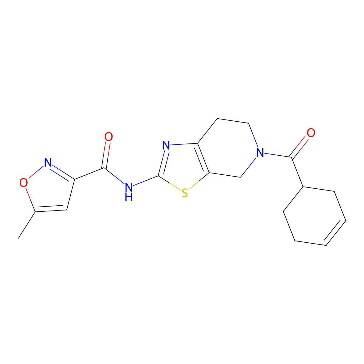 N-(5-(cyclohex-3-enecarbonyl)-4,5,6,7-tetrahydrothiazolo[5,4-c]pyridin-2-yl)-5-methylisoxazole-3-carboxamide molecular structure, CAS 1396678-34-4