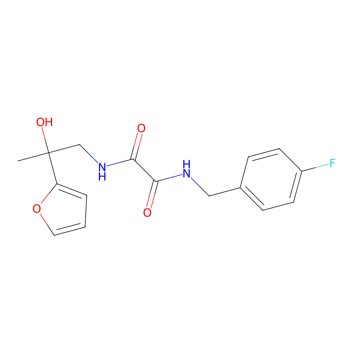 N1-(4-fluorobenzyl)-N2-(2-(furan-2-yl)-2-hydroxypropyl)oxalamide molecular structure, CAS 1396678-35-5