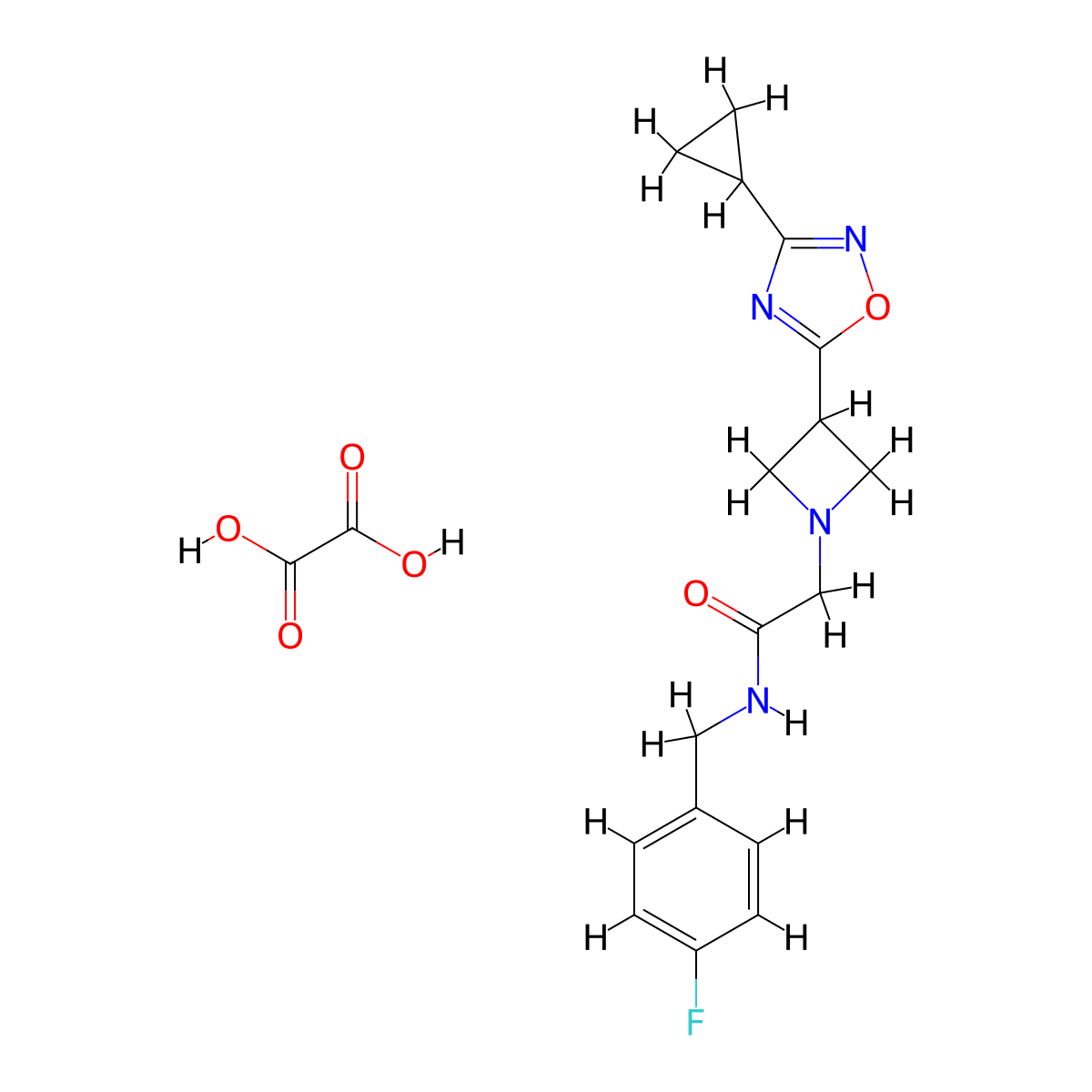 2-(3-(3-cyclopropyl-1,2,4-oxadiazol-5-yl)azetidin-1-yl)-N-(4-fluorobenzyl)acetamide oxalate molecular structure, CAS 1396678-37-7