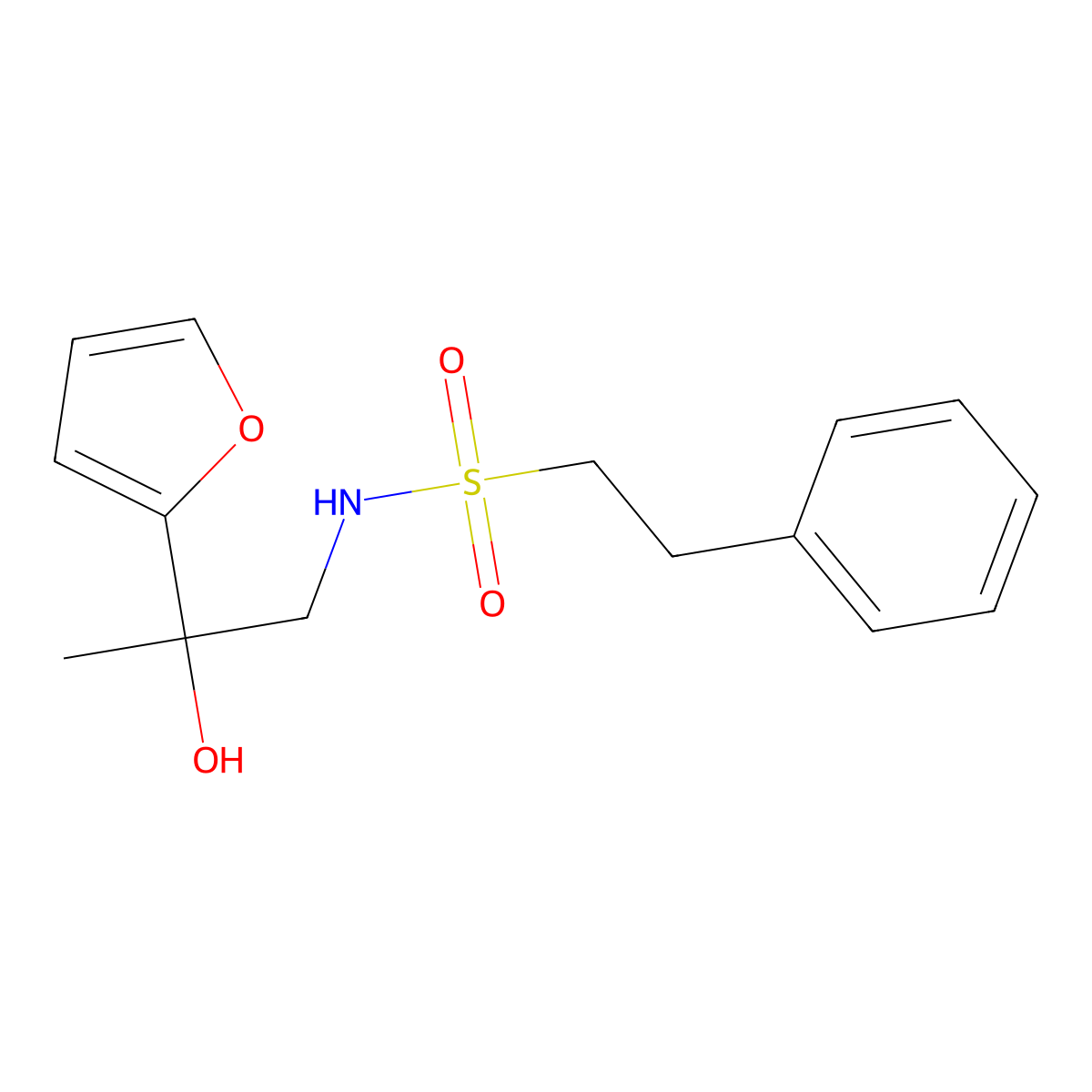 N-(2-(furan-2-yl)-2-hydroxypropyl)-2-phenylethanesulfonamide molecular structure, CAS 1396678-82-2
