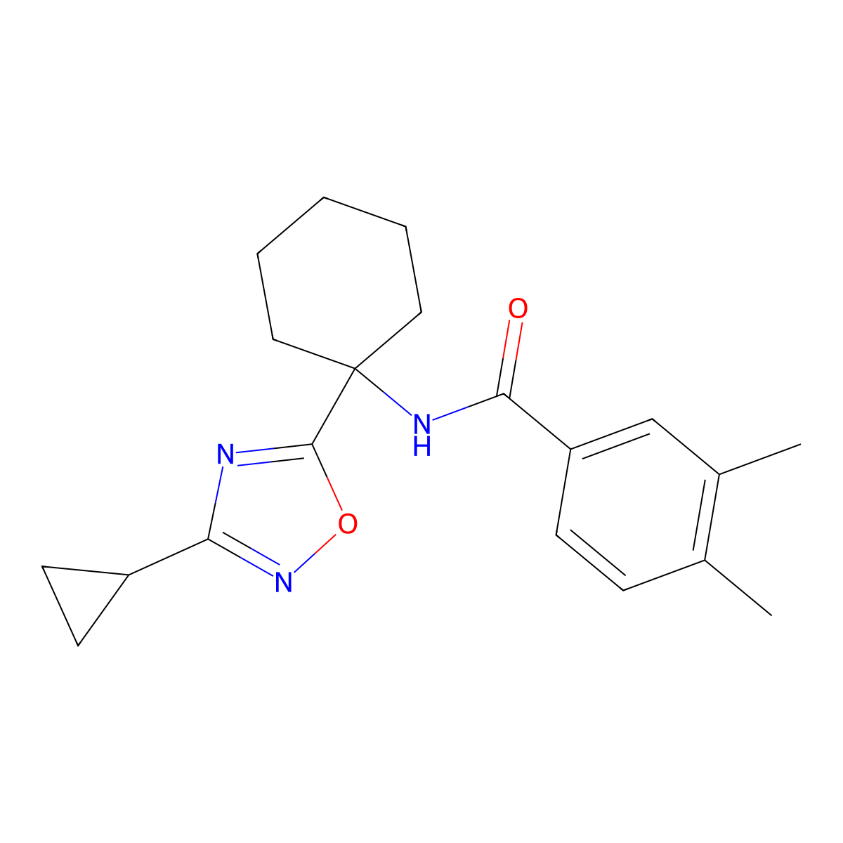 N-[1-(3-cyclopropyl-1,2,4-oxadiazol-5-yl)cyclohexyl]-3,4-dimethylbenzamide molecular structure, CAS 1396678-91-3