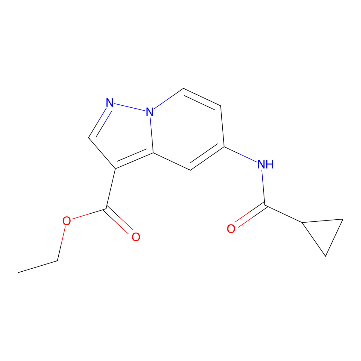 Ethyl 5-(cyclopropanecarboxamido)pyrazolo[1,5-a]pyridine-3-carboxylate molecular structure, CAS 1396679-15-4