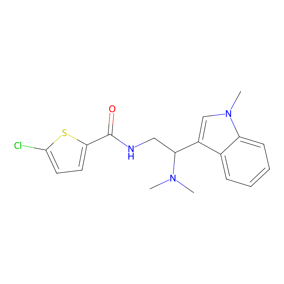 5-chloro-N-(2-(dimethylamino)-2-(1-methyl-1H-indol-3-yl)ethyl)thiophene-2-carboxamide molecular structure, CAS 1396679-25-6