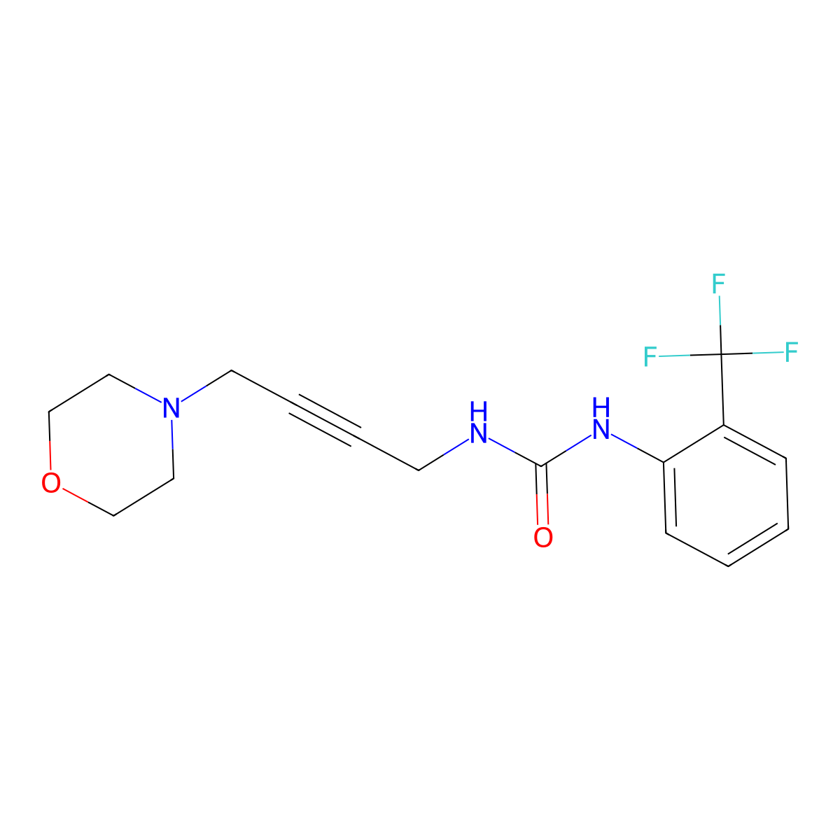 1-(4-Morpholinobut-2-yn-1-yl)-3-(2-(trifluoromethyl)phenyl)urea molecular structure, CAS 1396679-28-9