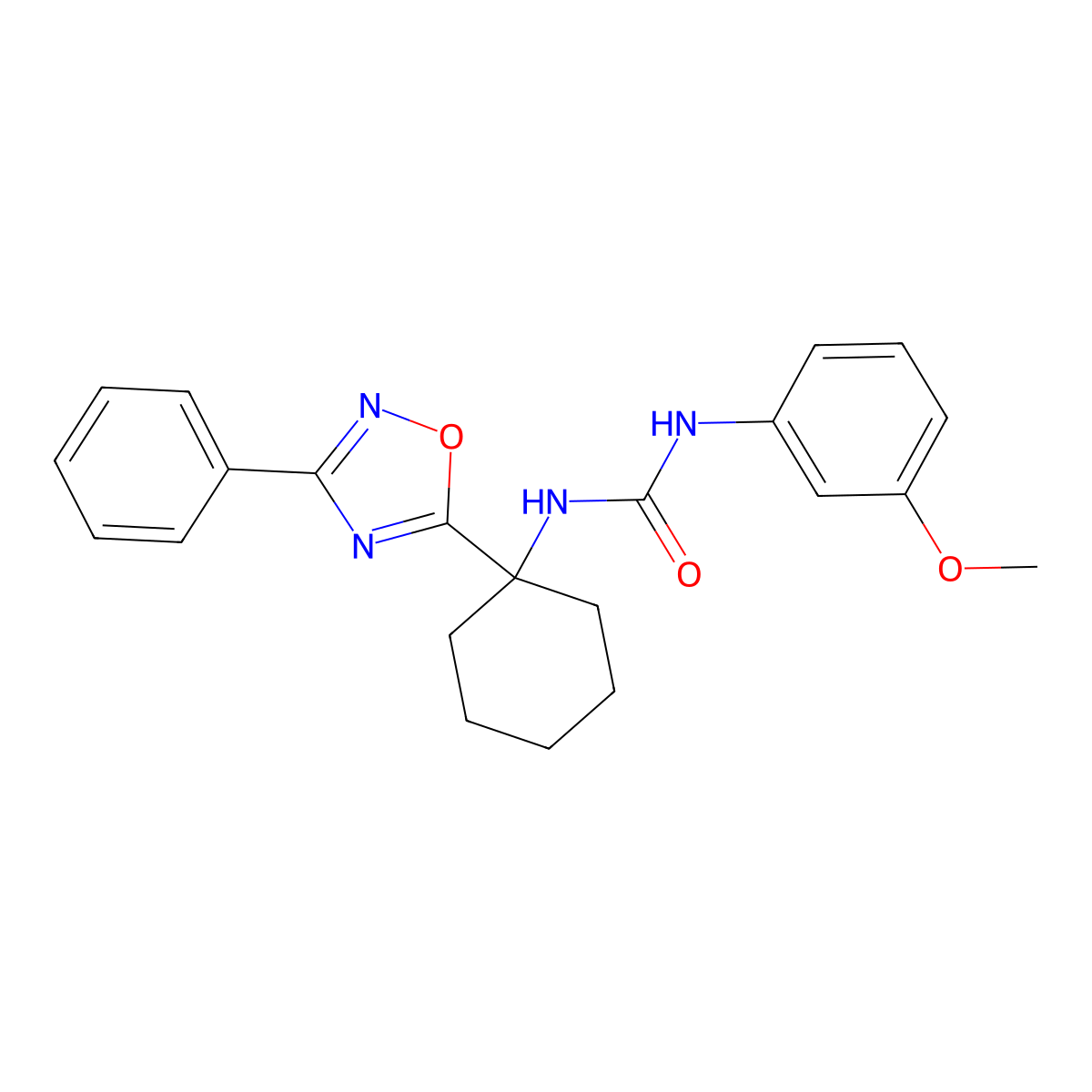 1-(3-Methoxyphenyl)-3-[1-(3-phenyl-1,2,4-oxadiazol-5-yl)cyclohexyl]urea molecular structure, CAS 1396679-30-3