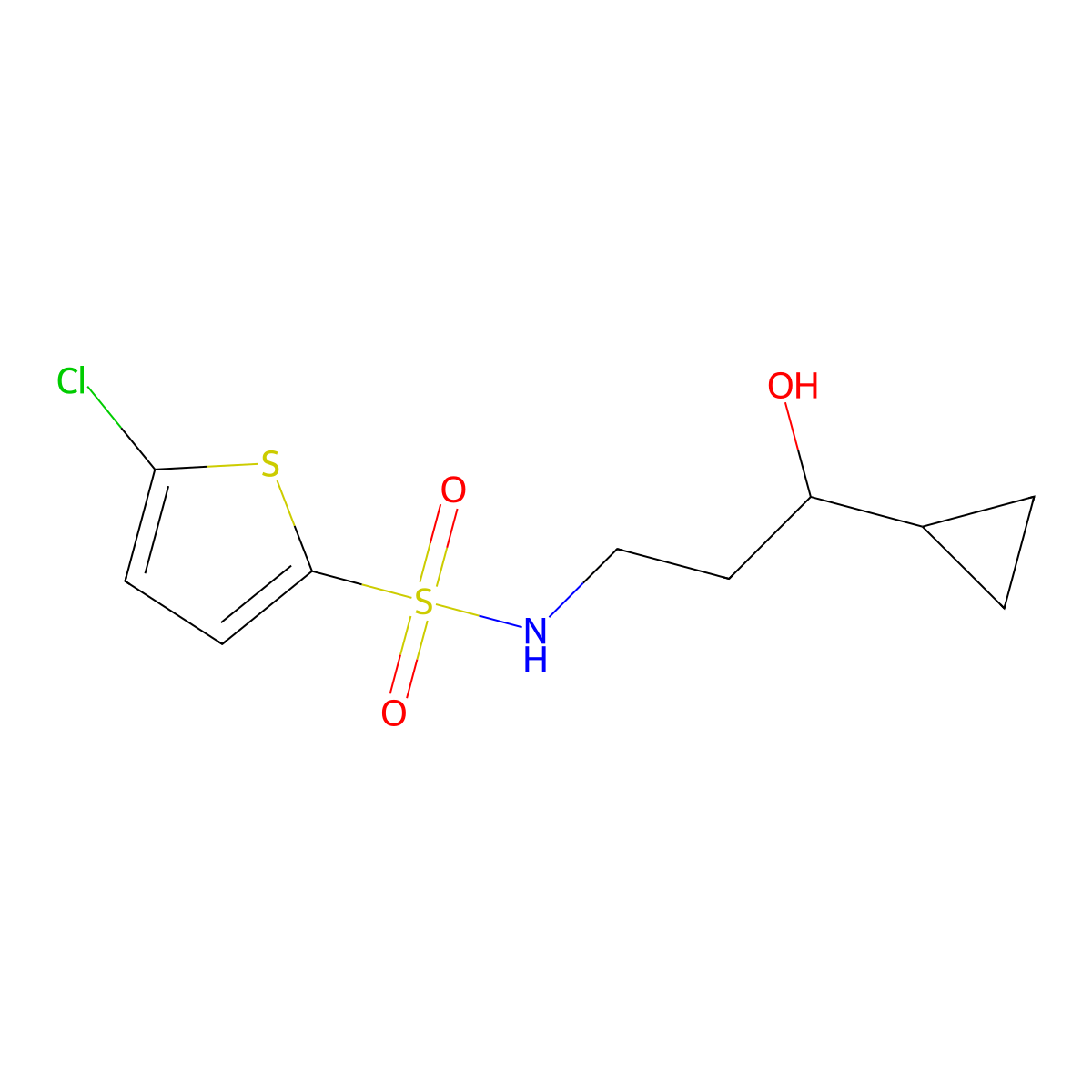 5-chloro-N-(3-cyclopropyl-3-hydroxypropyl)thiophene-2-sulfonamide molecular structure, CAS 1396679-32-5