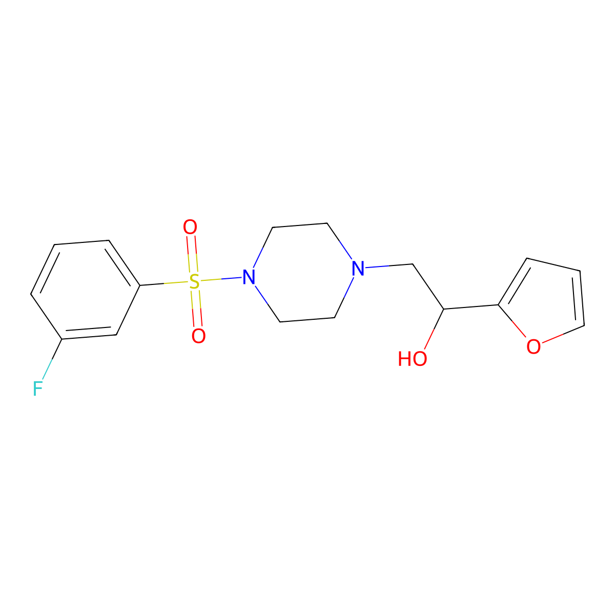 2-(4-((3-Fluorophenyl)sulfonyl)piperazin-1-yl)-1-(furan-2-yl)ethanol molecular structure, CAS 1396679-35-8