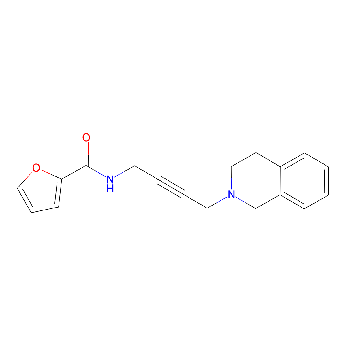 N-[4-(1,2,3,4-tetrahydroisoquinolin-2-yl)but-2-yn-1-yl]furan-2-carboxamide molecular structure, CAS 1396679-50-7
