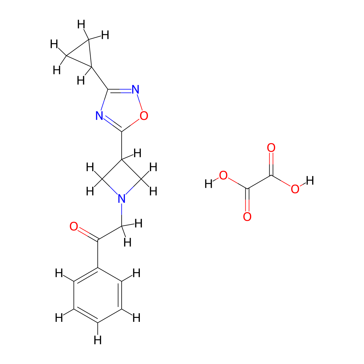 2-(3-(3-Cyclopropyl-1,2,4-oxadiazol-5-yl)azetidin-1-yl)-1-phenylethanone oxalate molecular structure, CAS 1396679-61-0