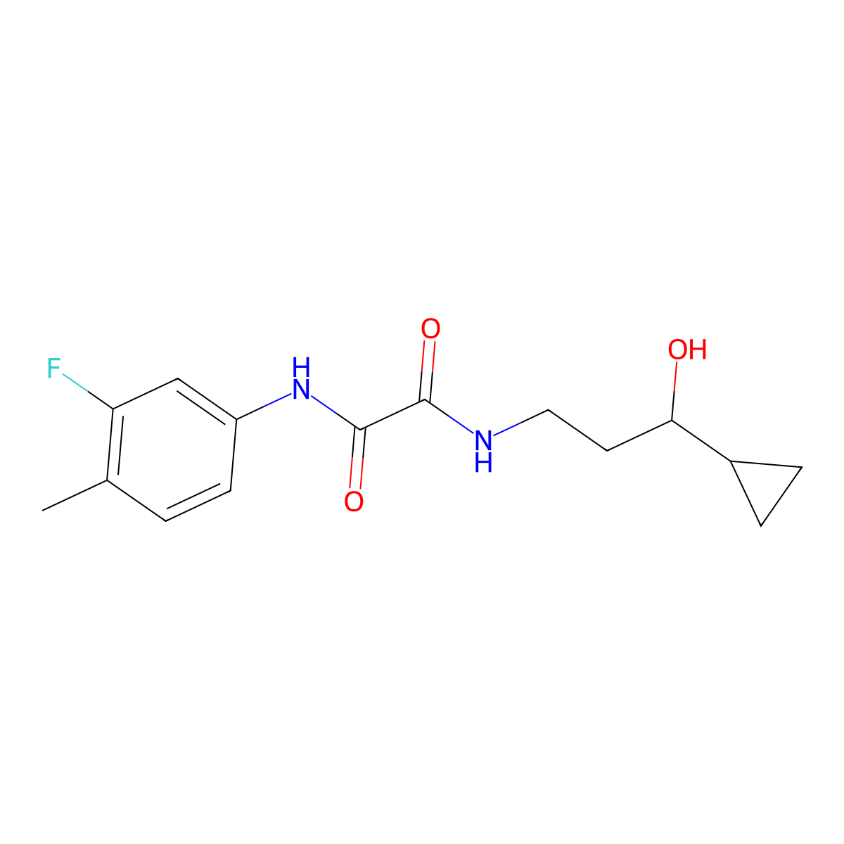 N1-(3-cyclopropyl-3-hydroxypropyl)-N2-(3-fluoro-4-methylphenyl)oxalamide molecular structure, CAS 1396679-76-7