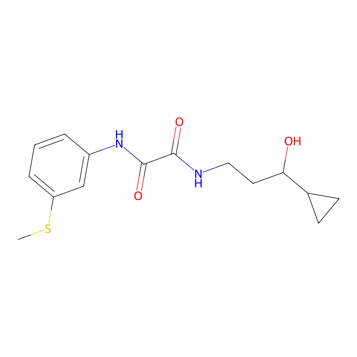 N1-(3-cyclopropyl-3-hydroxypropyl)-N2-(3-(methylthio)phenyl)oxalamide molecular structure, CAS 1396679-88-1