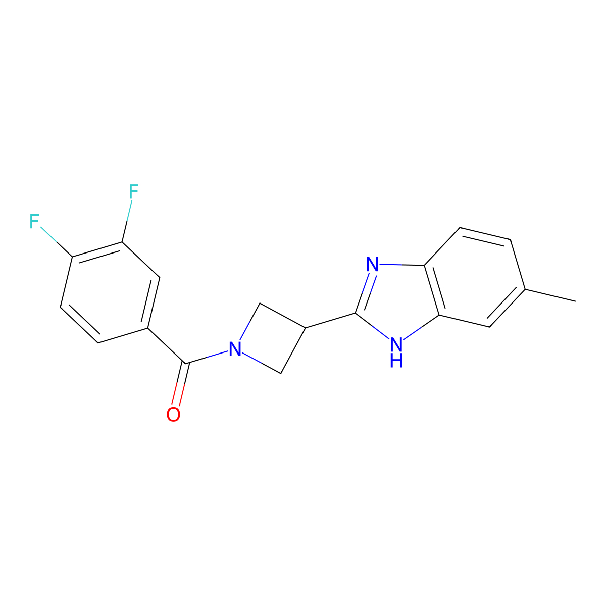 (3,4-difluorophenyl)(3-(5-methyl-1H-benzo[d]imidazol-2-yl)azetidin-1-yl)methanone molecular structure, CAS 1396679-90-5