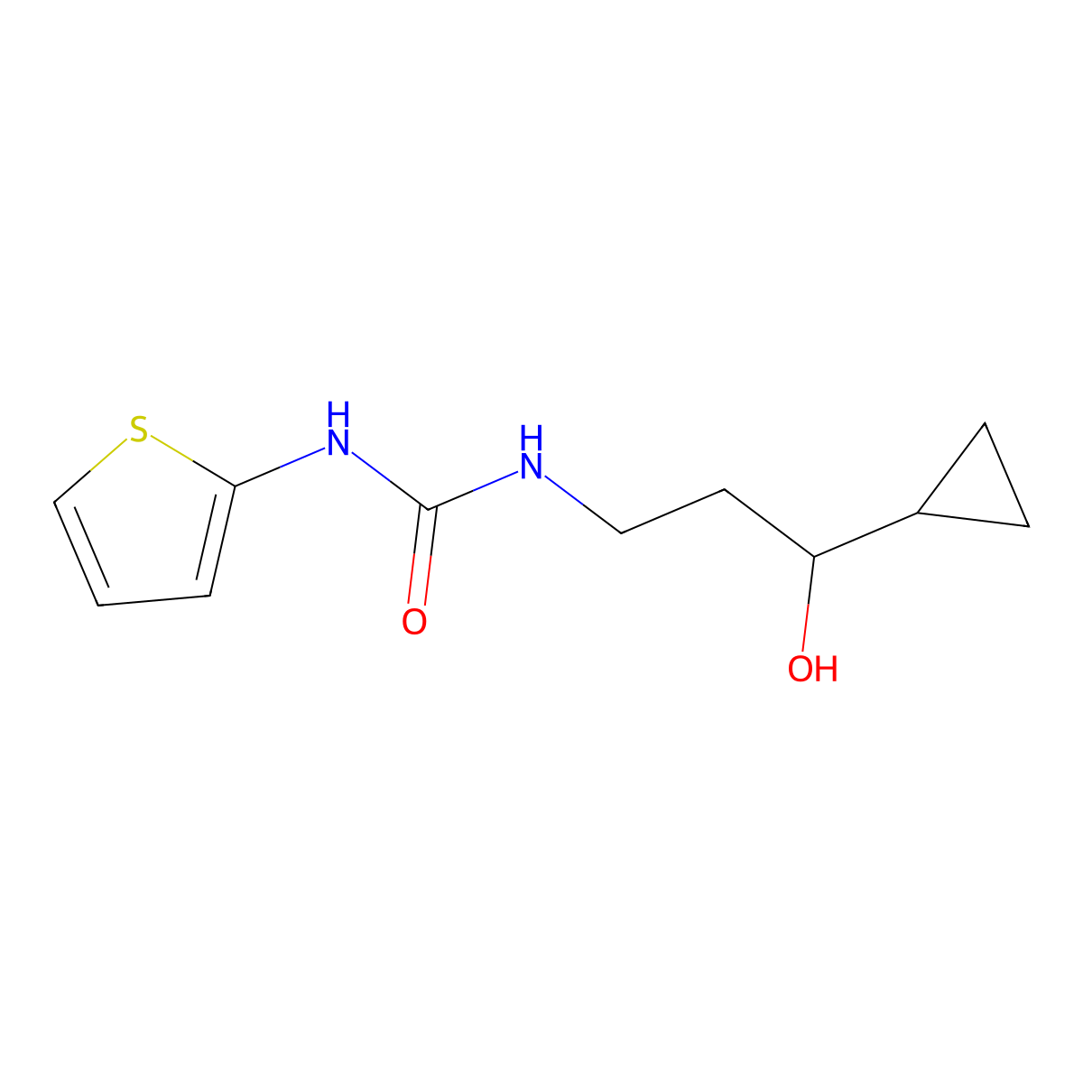 1-(3-Cyclopropyl-3-hydroxypropyl)-3-(thiophen-2-yl)urea molecular structure, CAS 1396680-00-4