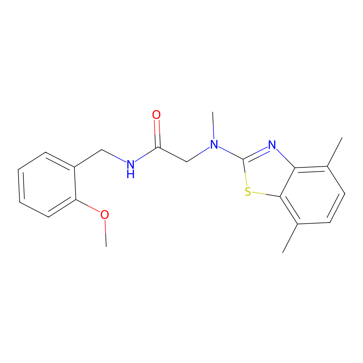 2-((4,7-dimethylbenzo[d]thiazol-2-yl)(methyl)amino)-N-(2-methoxybenzyl)acetamide molecular structure, CAS 1396680-06-0