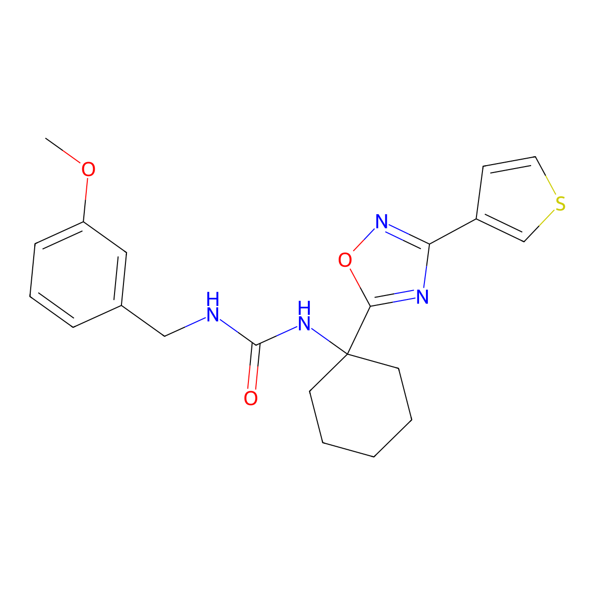N-(3-methoxybenzyl)-N'-{1-[3-(3-thienyl)-1,2,4-oxadiazol-5-yl]cyclohexyl}urea molecular structure, CAS 1396680-11-7
