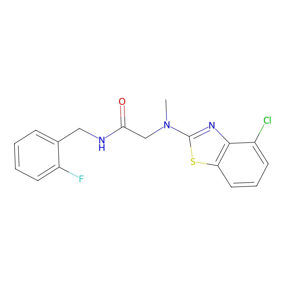 2-((4-chlorobenzo[d]thiazol-2-yl)(methyl)amino)-N-(2-fluorobenzyl)acetamide molecular structure, CAS 1396680-17-3