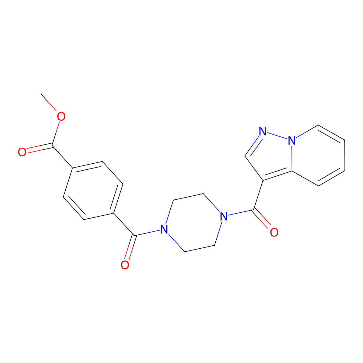 Methyl 4-(4-(pyrazolo[1,5-a]pyridine-3-carbonyl)piperazine-1-carbonyl)benzoate molecular structure, CAS 1396680-20-8