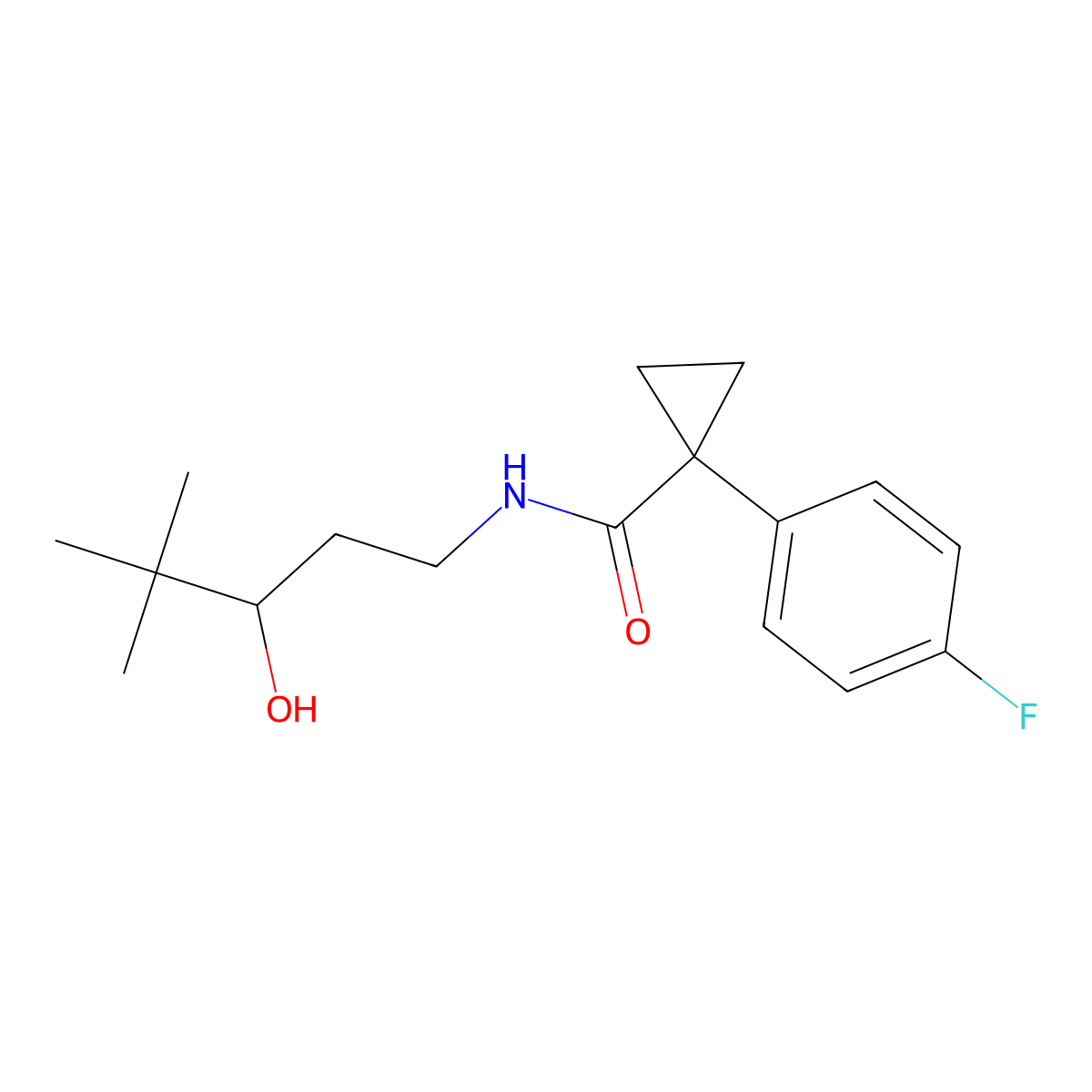 1-(4-fluorophenyl)-N-(3-hydroxy-4,4-dimethylpentyl)cyclopropanecarboxamide molecular structure, CAS 1396680-27-5