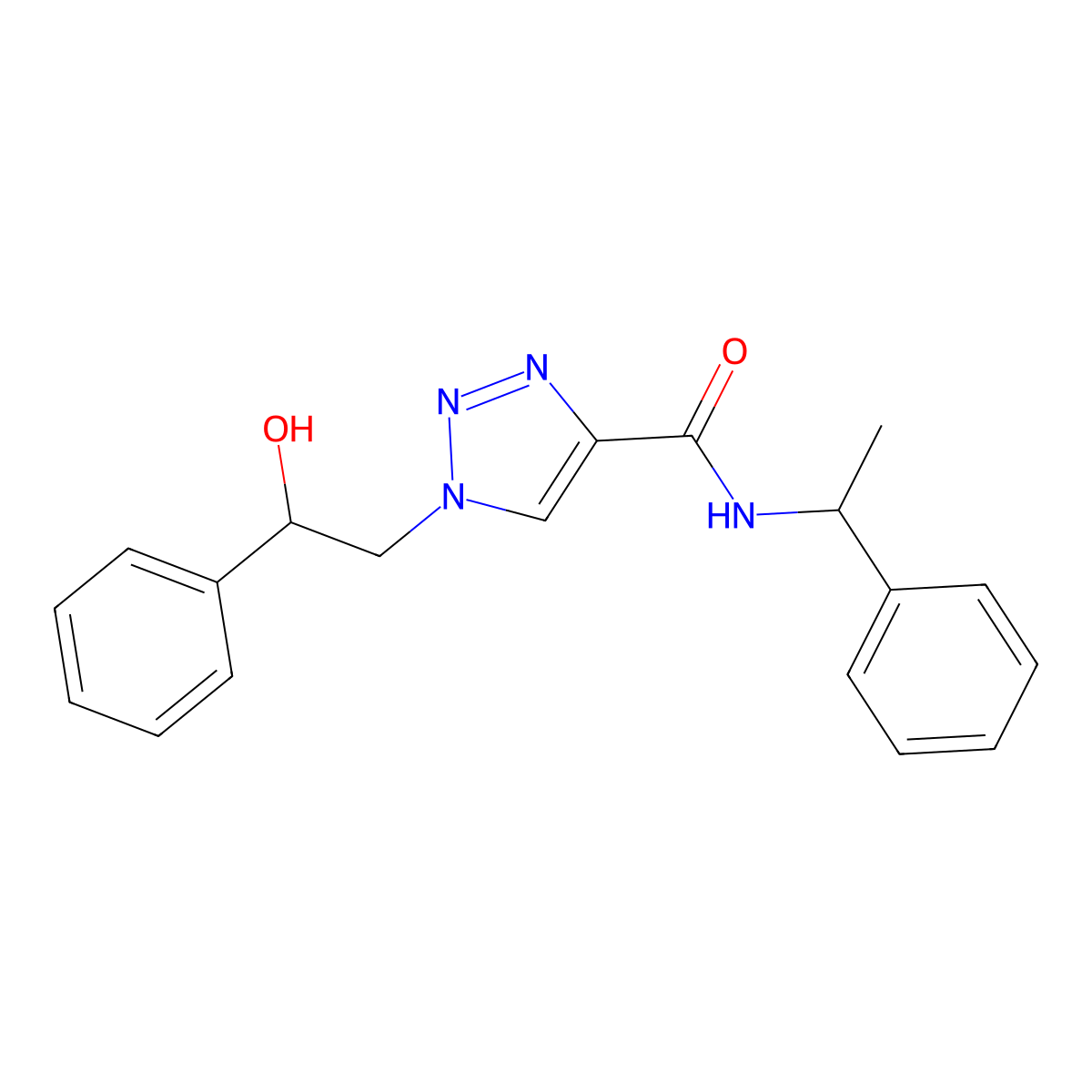 1-(2-hydroxy-2-phenylethyl)-N-(1-phenylethyl)-1H-1,2,3-triazole-4-carboxamide molecular structure, CAS 1396680-28-6