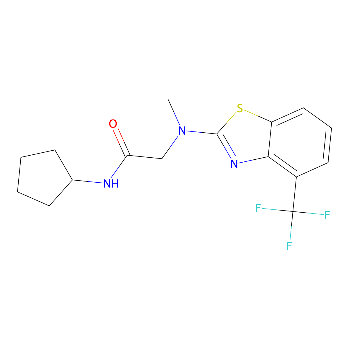 N-cyclopentyl-2-(methyl(4-(trifluoromethyl)benzo[d]thiazol-2-yl)amino)acetamide molecular structure, CAS 1396680-29-7
