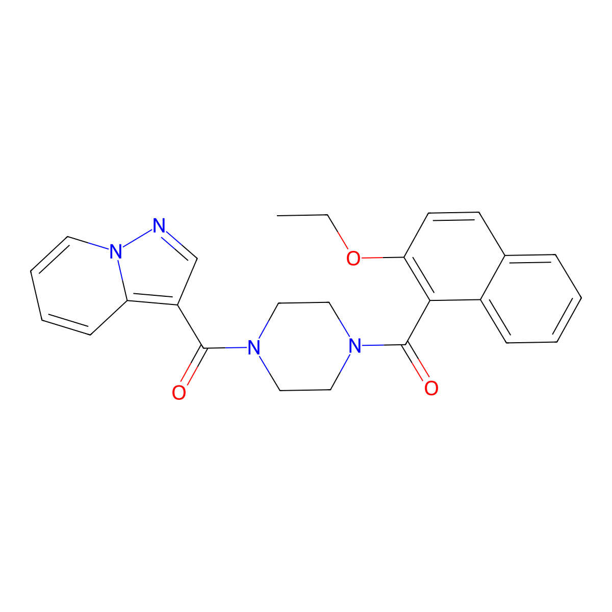 (4-(2-Ethoxy-1-naphthoyl)piperazin-1-yl)(pyrazolo[1,5-a]pyridin-3-yl)methanone molecular structure, CAS 1396680-32-2