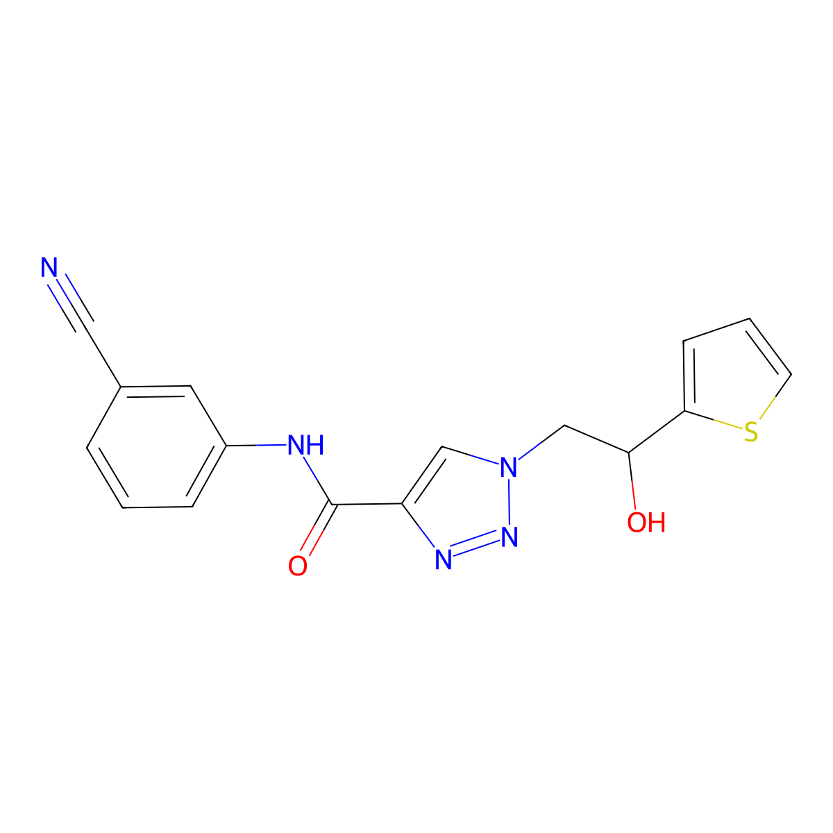 N-(3-cyanophenyl)-1-(2-hydroxy-2-(thiophen-2-yl)ethyl)-1H-1,2,3-triazole-4-carboxamide molecular structure, CAS 1396680-33-3
