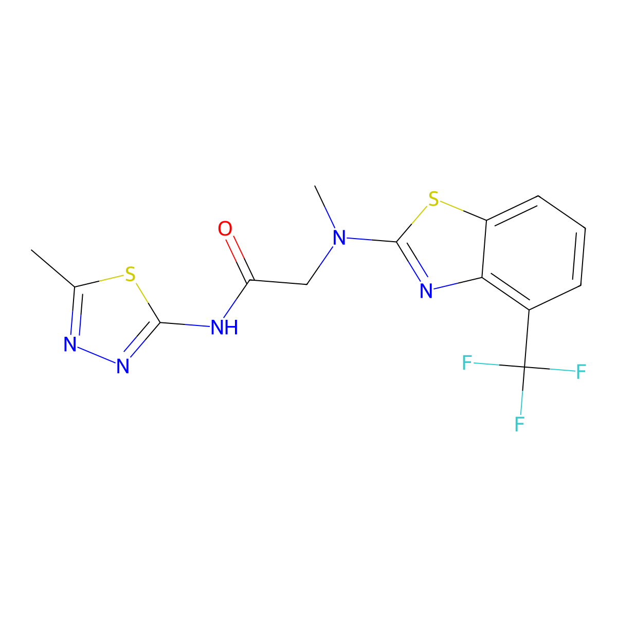 2-(methyl(4-(trifluoromethyl)benzo[d]thiazol-2-yl)amino)-N-(5-methyl-1,3,4-thiadiazol-2-yl)acetamide molecular structure, CAS 1396680-37-7