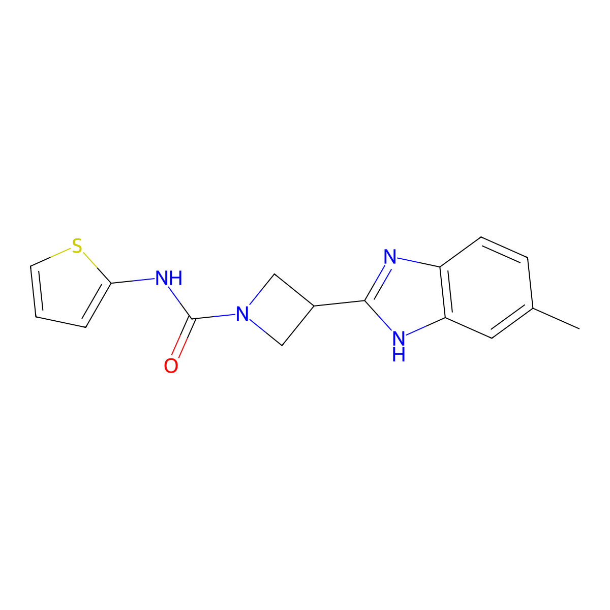 3-(5-methyl-1H-benzo[d]imidazol-2-yl)-N-(thiophen-2-yl)azetidine-1-carboxamide molecular structure, CAS 1396680-47-9