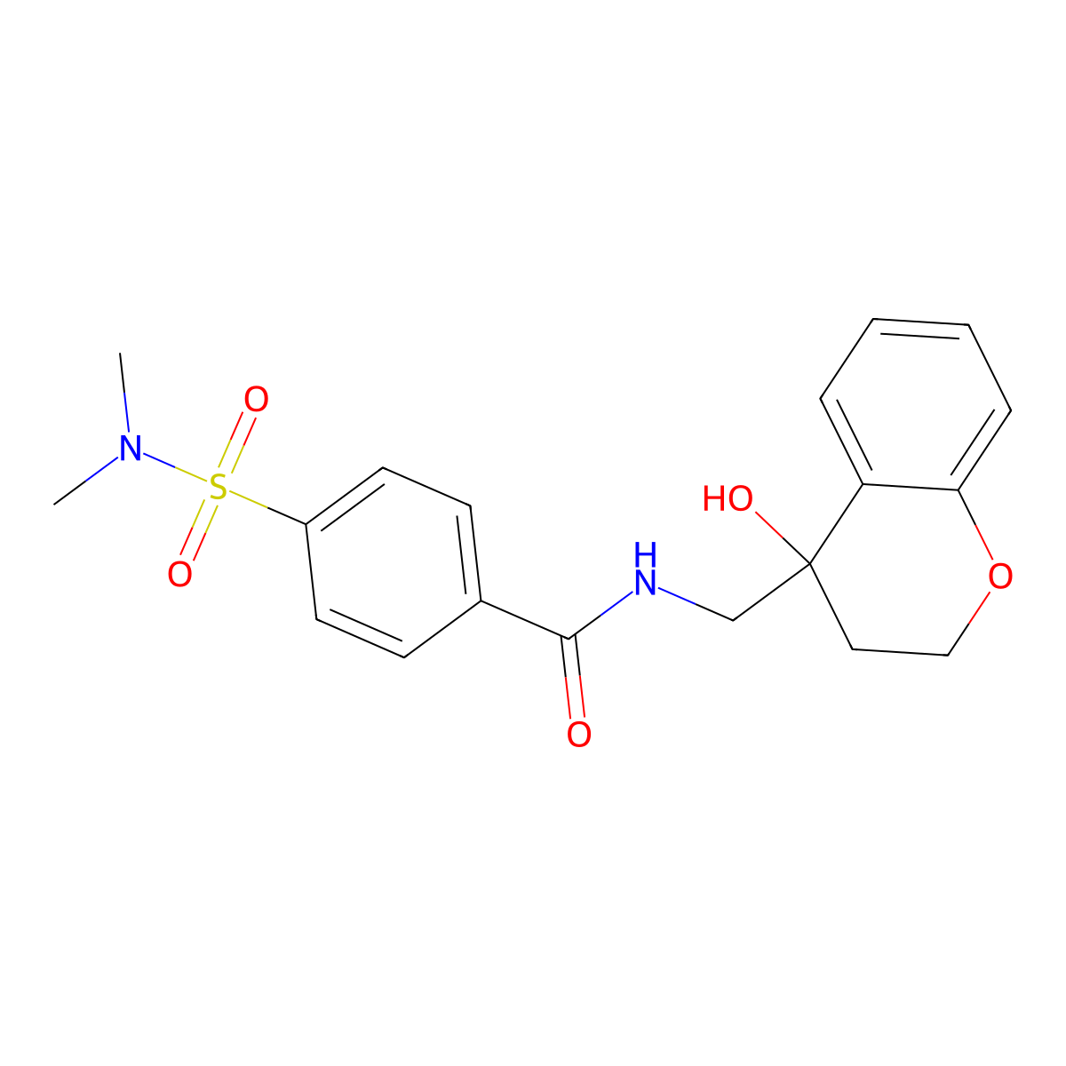 4-(N,N-dimethylsulfamoyl)-N-((4-hydroxychroman-4-yl)methyl)benzamide molecular structure, CAS 1396680-51-5