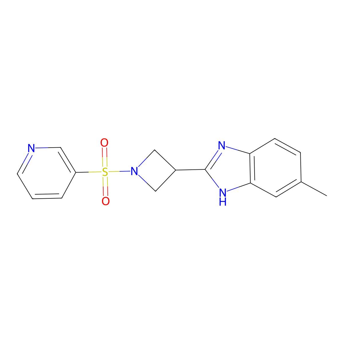 5-methyl-2-(1-(pyridin-3-ylsulfonyl)azetidin-3-yl)-1H-benzo[d]imidazole molecular structure, CAS 1396680-52-6