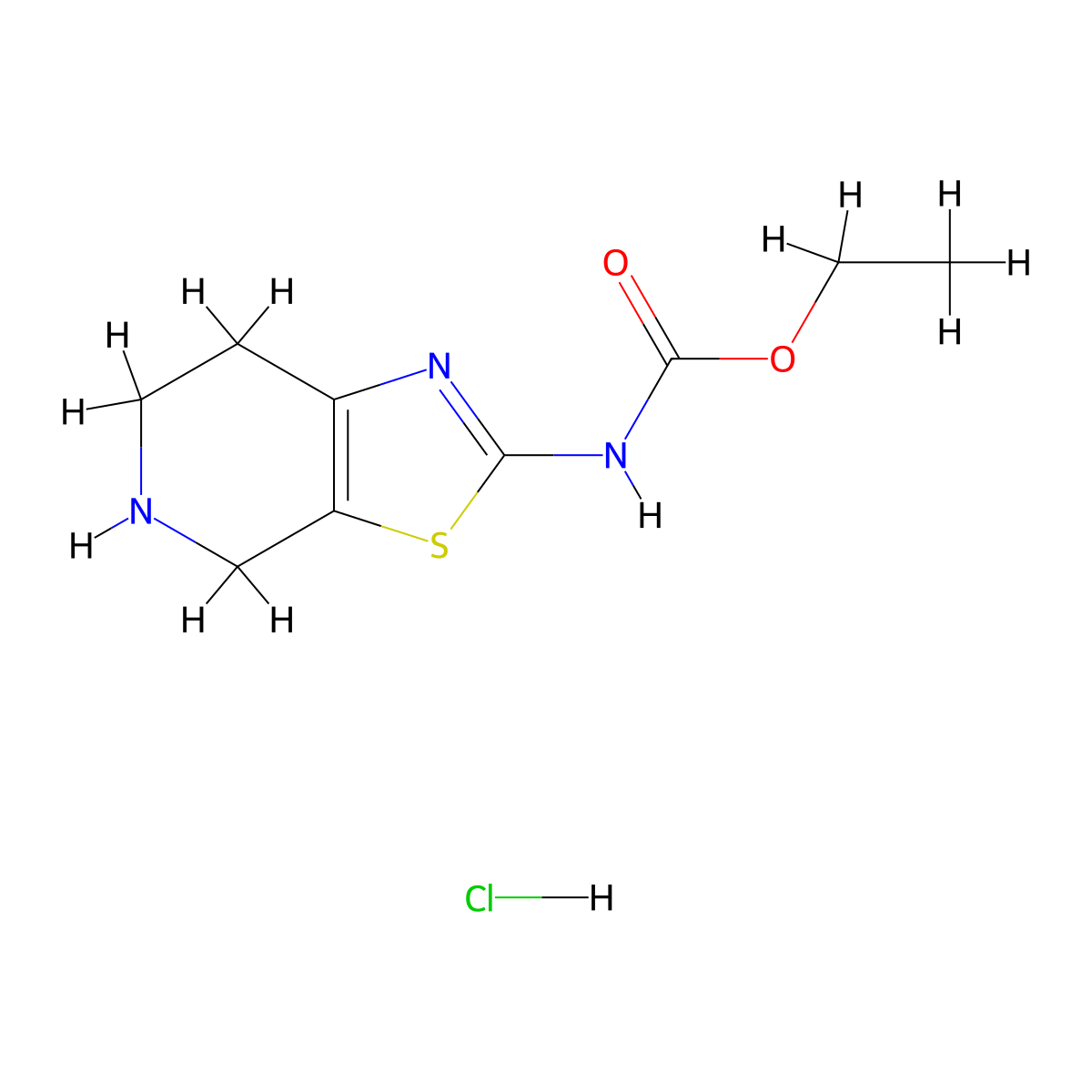 Ethyl 4,5,6,7-tetrahydro[1,3]thiazolo[5,4-c]pyridin-2-ylcarbamate hydrochloride molecular structure, CAS 1396680-55-9